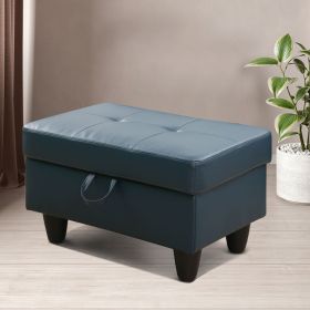 Denim Faux Leather Living Room Sofa Ottoman