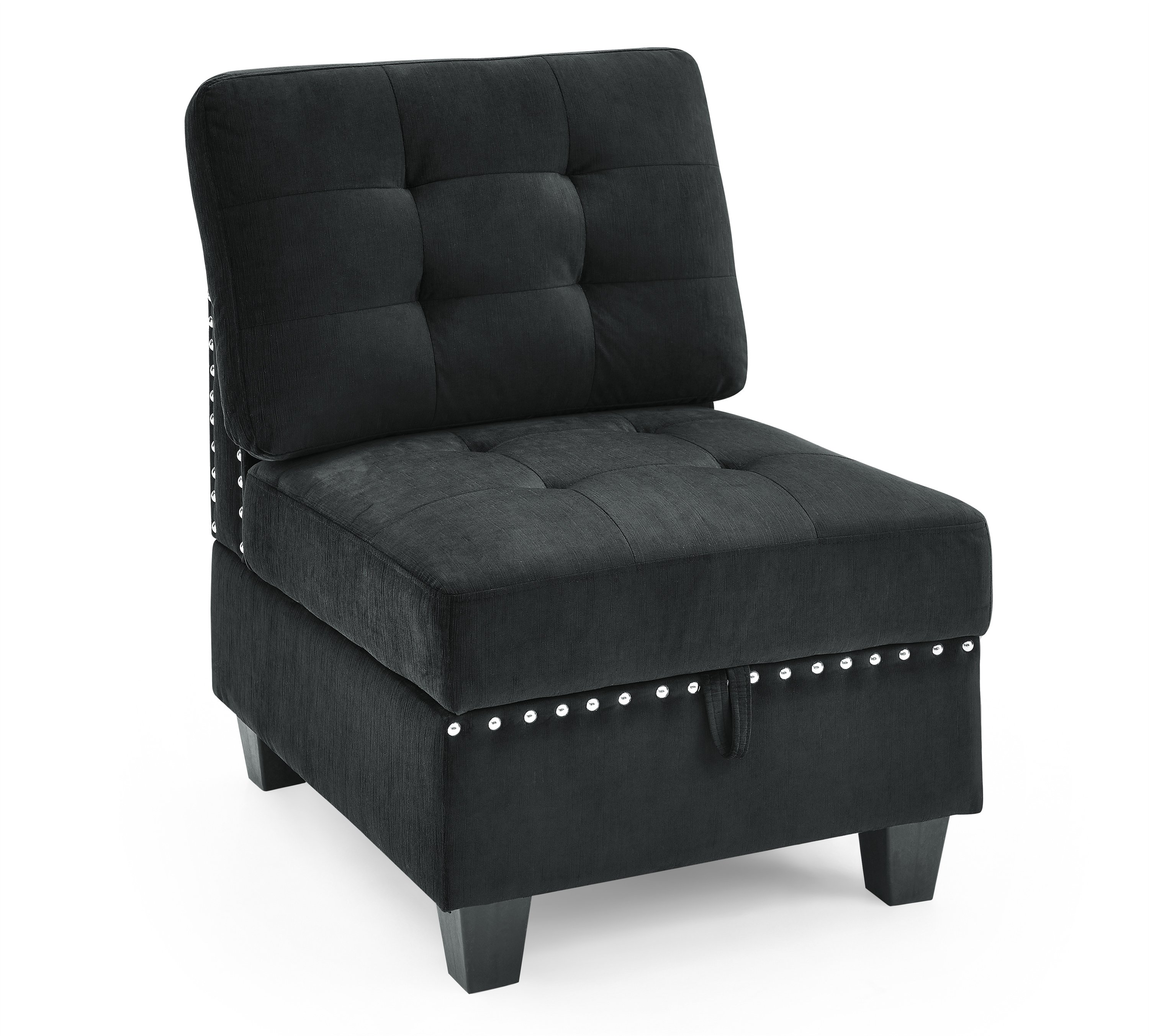 Single Chair for Modular Sectional,Black Velvet (26.5"x31.5"x36") Single Chair for Modular Sectional,Black Velvet (26.5"x31.5"x36")