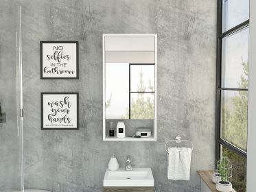 Mariana Medicine Cabinet; One External Shelf; Single Door Mirror Two Internal Shelves -White