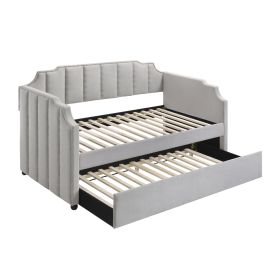 Dove Grey Tufted Back Twin Daybed with Trundle