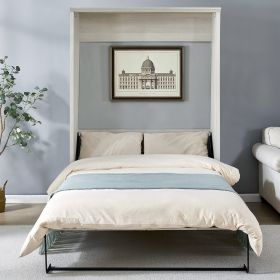 Full Size Murphy Wall Bed Cabinet Space-Saving Bed Perfect for Guest Room, for Bed Room, Guest Room, Home Office, Rustic White