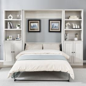 Full Size Murphy Wall Bed with 2 Side Cabinet Storage Shelf, Cabinet Space-Saving Bed Perfect for Guest Room, Bed Room, Guest Room, Home Office