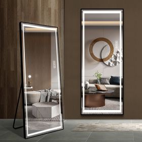 LED Mirror Full Length Mirror with Lights Wide Standing Tall Full Size Mirror for Bedroom Giant Full Body Mirror Large Floor Mirror with Lights Stand