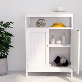 Bathroom standing storage with double shutter doors cabinet White