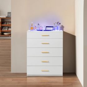[FCH] white pitted particleboard with triamine coating, tempered glass 66*35*83cm, visible side of the cabinet, five drawers