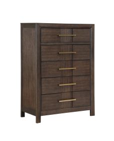 Kenzo Modern Style 5-Drawer Chest Made with Wood in Walnut