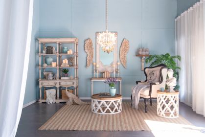 6 - Light Wood Chandelier, Hanging Light Fixture with Adjustable Chain for Kitchen Dining Room Foyer Entryway, Bulb Not Included