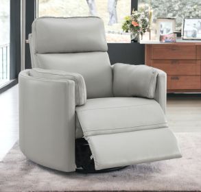 ACME Sagen Glider Recliner w/Swivel, Gray Leather Aire LV01880