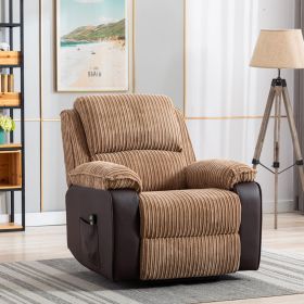 Brown Fabric Recliner Chair Theater Single Recliner Thick Seat and Backrest, suitable for living room, side bags Electric sofa chair