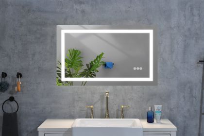 LED Bathroom Mirror 40 "x 22" with Front and Backlight, Large Dimmable Wall Mirrors with Anti-Fog, Memory, 3 Colors, LED Vanity Mirror