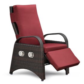 Outdoor Recliner Chair,2 Buckle Adjustment Mechanism Reclining Lounge Chair and Removable Soft Cushion, with Modern Armchair and Ergonomic for Home