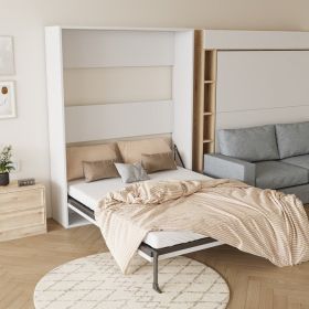 Morden Deisgn Full Size Vertical Murphy Bed for Bedroom or Guestroom White Wall Bed Space Saving Hidden Bed