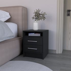 Nightstand Cartiz, Two Drawers, Black Wengue Finish