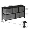2-Tier Wide Closet Dresser, Nursery Dresser Tower with 5 Easy Pull Fabric Drawers and Metal Frame, Multi-Purpose Organizer Unit for Closets, Dorm Room