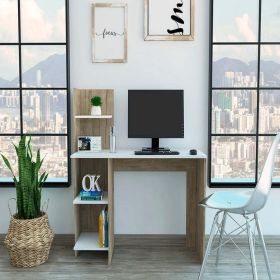 Desk Wichita, Four Shelves, Light Oak / White Finish