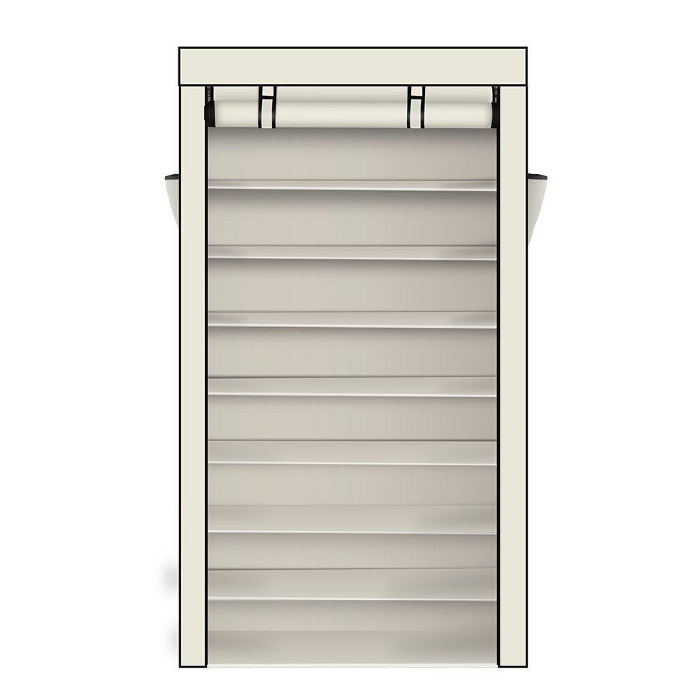 10 Tiers Shoe Rack with Dustproof Cover Closet Shoe Storage Cabinet Organizer Beige 10 Tiers Shoe Rack with Dustproof Cover Closet Shoe Storage Cabinet Organizer Beige