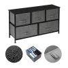 2-Tier Wide Closet Dresser, Nursery Dresser Tower with 5 Easy Pull Fabric Drawers and Metal Frame, Multi-Purpose Organizer Unit for Closets, Dorm Room