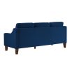 Modern 3 Piece seat Sofa Couch with Scooped Armrest/Wood legs,Upholstered Velvet 3-seat Sofa with Removable Cushions for Livingrooom Bedroom,Navy