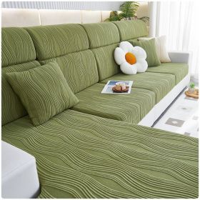Jacquard velvet full set sofa cover, new fabric, sofa special anti slip sticker, sofa cover, backrest cover, towel (Color: Water Lotus Grass Green, size: 2XL+)