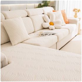 Jacquard velvet full set sofa cover, new fabric, sofa special anti slip sticker, sofa cover, backrest cover, towel (Color: Ximan Off white, size: 2XL+)