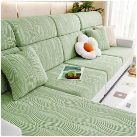 Jacquard velvet full set sofa cover, new fabric, sofa special anti slip sticker, sofa cover, backrest cover, towel (Color: Water Lotus Matcha Green, size: Headrest S)