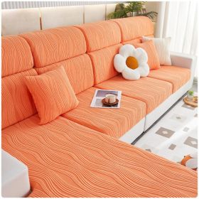 Jacquard velvet full set sofa cover, new fabric, sofa special anti slip sticker, sofa cover, backrest cover, towel (Color: Water Lotus Orange yellow, size: Backrest M)