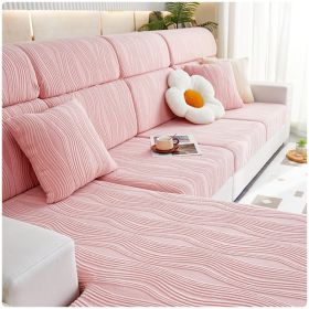 Jacquard velvet full set sofa cover, new fabric, sofa special anti slip sticker, sofa cover, backrest cover, towel (Color: Water Lotus Pink, size: XL+)
