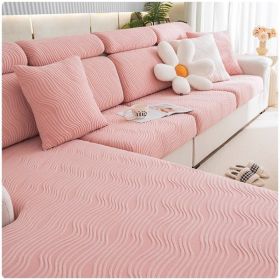 Jacquard velvet full set sofa cover, new fabric, sofa special anti slip sticker, sofa cover, backrest cover, towel (Color: Ximan Rose Powder, size: Pillow cover 45 * 45cm)