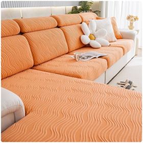 Jacquard velvet full set sofa cover, new fabric, sofa special anti slip sticker, sofa cover, backrest cover, towel (Color: Ximan Premium Orange, size: 2XL+)