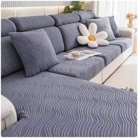 Jacquard velvet full set sofa cover, new fabric, sofa special anti slip sticker, sofa cover, backrest cover, towel (Color: Ximan Dark Grey, size: Pillow cover 45 * 45cm)