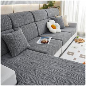 Jacquard velvet full set sofa cover, new fabric, sofa special anti slip sticker, sofa cover, backrest cover, towel (Color: Water Lotus Dark Grey, size: S+)