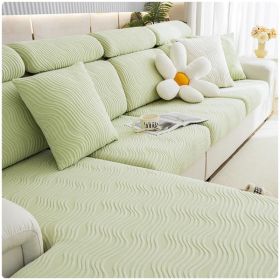 Jacquard velvet full set sofa cover, new fabric, sofa special anti slip sticker, sofa cover, backrest cover, towel (Color: Ximan Mint Green, size: Headrest S)