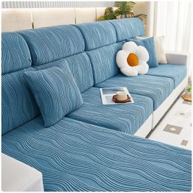 Jacquard velvet full set sofa cover, new fabric, sofa special anti slip sticker, sofa cover, backrest cover, towel (Color: Water Lotus Sky Blue, size: Headrest S)