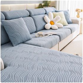 Jacquard velvet full set sofa cover, new fabric, sofa special anti slip sticker, sofa cover, backrest cover, towel (Color: Ximan Sky Blue, size: M+)