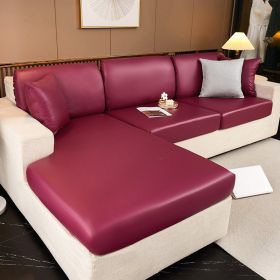 Waterproof technology fabric sofa cover, all inclusive, universal cushion, all season universal seat cushion, leather sofa cover, wholesale of hats (Color: Keyan wine red, size: S+)