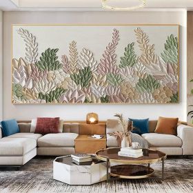 Handmade Oil Painting Abstract Flowers Landscape Oil Painting On Canvas Original Minimalist Green Floral Texture Painting Wall Art Modern Living Room (Style: 1, size: 60x120cm)