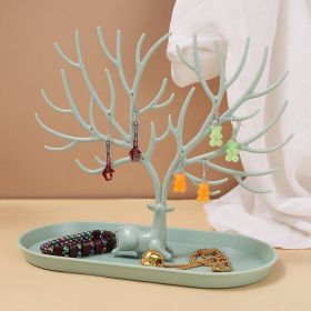 Deer Jewelry Display Stand Earrings Necklace Ring Jewelry Display Tray Jewelr Crystal Handle Antlers Jewelry Display Stand With Storage Drawer And Tra (Color: Green)