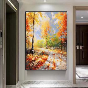 Hand Painted Oil Painting Forrest trees wall art birch trees painting abstract landsdcape art textrued oil painting Original Oil painting decorative p (Style: 1, size: 60X90cm)