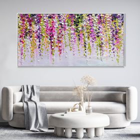 Hand Painted Oil Painting Abstract Floral Texture Canvas Oil Painting Colorful Wall Decor Art Modern Landscape Painting Living Room Decor Oil Painting (Style: 1, size: 70x140cm)