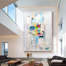 Handmade Oil Painting Large Oil Painting on Canvas - Thick Strokes Palette Knife Art Hand Painted Abstract Pictures for Living Room (Style: 1, size: 60X90cm)