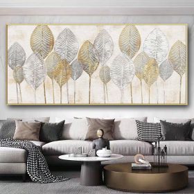 Handmade Oil Painting Abstract Gold Leaf Oil Painting On Canvas Original Modern Gold Foil Texture Acrylic Painting Living room Large Wall Art Home Dec (Style: 1, size: 50x100cm)