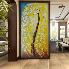 Hand Painted Oil Painting Modern Living Room Home Decor Wall Art Picture White Yellow Flower Tree Thick Palette Knife Oil Painting On Canvas Art (Style: 1, size: 70x140cm)