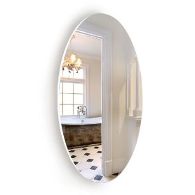 Frameless Beveled Wall Mounted Bathroom Mirror, HD Makeup Mirror, 25" Round Mirror (Color: as Pic)