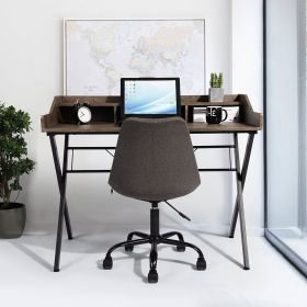 3.3" Computer Desk With 3 Open Cubbies - Beige & WHITE (Color: Walnut)