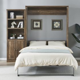 Queen Size Murphy Wall Bed with 1 Side Cabinet Storage Shelf, Cabinet Space-Saving Bed Perfect for Guest Room, Bed Room, Guest Room, Home Office (Color: as Pic)