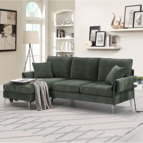 [VIDEO provided][New]84 "Modern Chenille L-Shaped Sofa with Reversible Lounge,Convertible Sectional Couch Set (Color: as Pic)