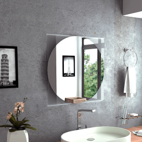 Mirror Mundip, With Sandblasting Borders, Square Shape (Color: Clear)