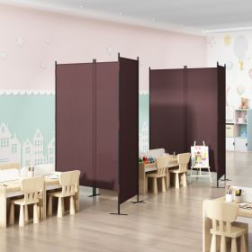 6 Ft Modern Room Divider, 3-Panel Folding Privacy Screen w/ Metal Standing, Portable Wall Partition XH (Color: brown)