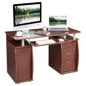 FCH 115* 55*74cm 15mm MDF Portable 1pc Door with 3pcs Drawers Computer Desk (A Box) Coffee Color (Color: Coffee Color)