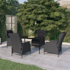 5 Piece Patio Dining Set Dark Gray (Color: Grey)